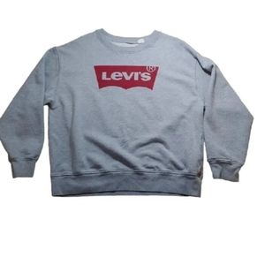 Levi's Sweatshirt Crewneck Sweater Gray Logo Graphic Large y2k retro